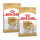 Zwei Beutel Royal Canin Hundefutter für erwachsene West Highland White Terriers, mit einer Illustration eines weißen Terriers und Nährwertinformationen.