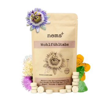 Natürliche Entspannungstabletten für Hunde und Katzen, "Wohlfühltabs," mit Passionsblume. 12 Tabletten zur Beruhigung von Stress und Angst.