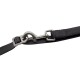 Schwarze Nylon-Hundeleine mit Metallkarabiner, auf dem 'HUNTER' eingraviert ist, und einer verstellbaren silbernen Schnalle vor weißem Hintergrund.