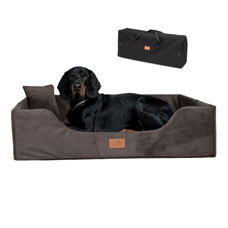 Tierlando COLUMBUS Orthopädisches Hundebett | Reisehundebett | Tragbar Faltbar braun 65 cm, 20 cm, 45 cm