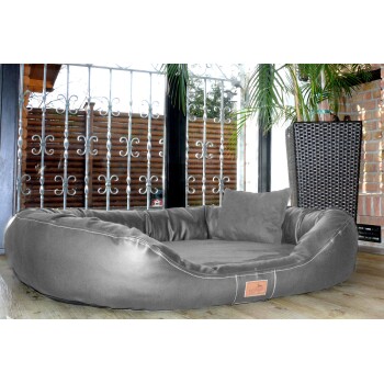 Orthopädisches Hundebett LENNART VISCO PLUS Kunstleder und Velours grau/ grau 2,2 m, 35 cm, 1,2 m