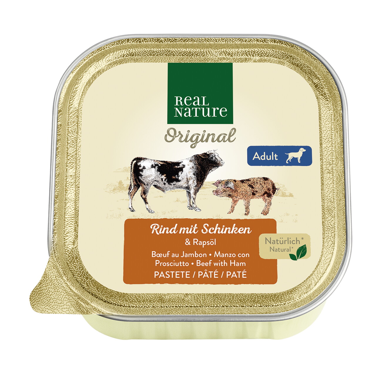 REAL NATURE Nassfutter Hund, Adult, Rind und Schinken 17x100 g
