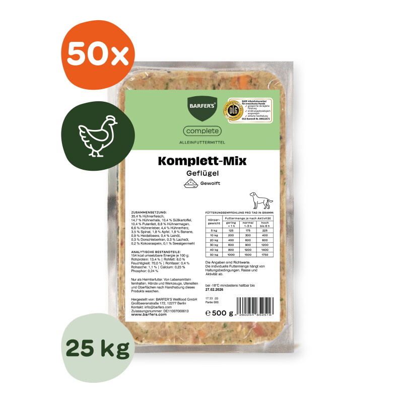 BARFER'S Komplett-Mix Geflügel 50x500 g