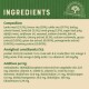 Ingredients list for a hypoallergenic pet food featuring lamb meal, rice, and various extracts; includes nutritional analysis and additives.