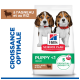 Sac d'aliments pour chiots Hill's Science Plan avec deux chiots, «PUPPY <1 MEDIUM», AGNEAU & RIZ, 5 AVANTAGES ESSENTIELS, CROISSANCE OPTIMALE.