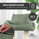 Waschbares Haustierkissen aus weichem grünen Stoff, mit einem abnehmbaren Bezug, der bei 30 °C gewaschen werden kann; enthält einen Reißverschluss.