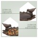 Gusseiserne, vogelartige Schüssel mit zwei Fächern: eines für Wasser ("Geeignet als Wasserschale") und eines für Futter ("Geeignet als Futterschale").