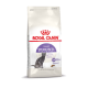 Sac de nourriture pour chats Royal Canin Regular Sterilised avec une illustration de chat gris, mettant l'accent sur la gestion du poids et la nutrition pour la santé féline.