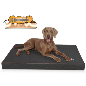 orthopädische Hundematte Palomino aus laser-gestepptem Kunstleder schwarz XXL