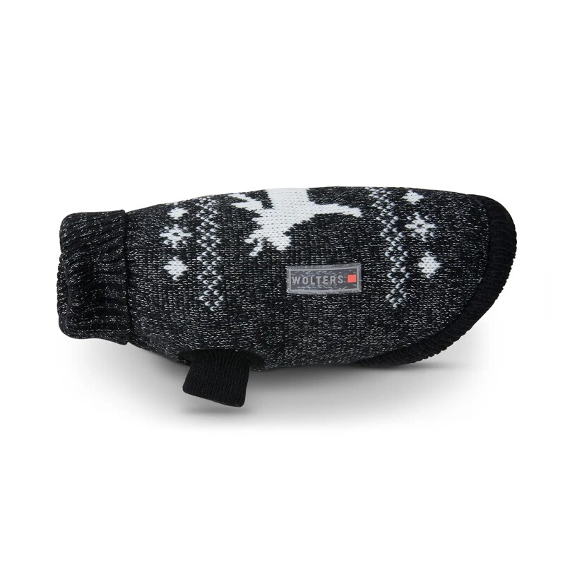 Wolters Strickpullover Elch mit Glitzer Hundezubehör schwarz/ silber 20 cm
