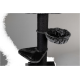 Ein schwarzer Katzenbaum mit zwei Plattformen und einer gemütlichen, plüschigen Hängematte, entworfen für den Komfort und das Spiel von Haustieren.