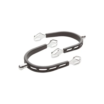 Zwei graue Gummihandgriffe für die Haustierpflege mit silbernen Metallclips, entworfen zum Sichern von Haustieren während der Pflege.