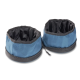 Zwei blaue, zusammenklappbare Nylon-Reisenäpfe für Haustiere mit schwarzer Innenfläche und Reißverschlussboden.