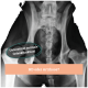 Röntgenbild eines Hundehüftgelenks mit Textüberlagerung: "Unterstützt normale Gelenkfunktion!" und "HD oder Arthrose?"