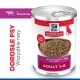 Puszka mokrej karmy Hill's Science Plan dla dorosłych psów, pasztet z wołowiną; na etykiecie „Adult 1–6”, „Loaf Paté”.