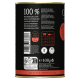 Schwarze Dose Premium Katzenfutter mit der Aufschrift "100% Premium Qualität" mit Nährwertinformationen und Fütterungshinweisen, ohne künstliche Zusätze.