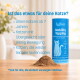 Blaue KatKare Mobility Topping-Dose mit Pulverhaufen auf dem Tisch, deutscher Text 'Ist das etwas für deine Katze?'
