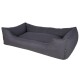 Grau Haustierbett mit erhöhten Kanten und einem weichen, gepolsterten Innenraum, entworfen für Komfort und Unterstützung.