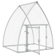 Ein Metall-Hühnerstall mit einem sechseckigen Drahtgitterdesign und einer klappbaren Tür, ideal für die Unterbringung von Haustieren im Freien.