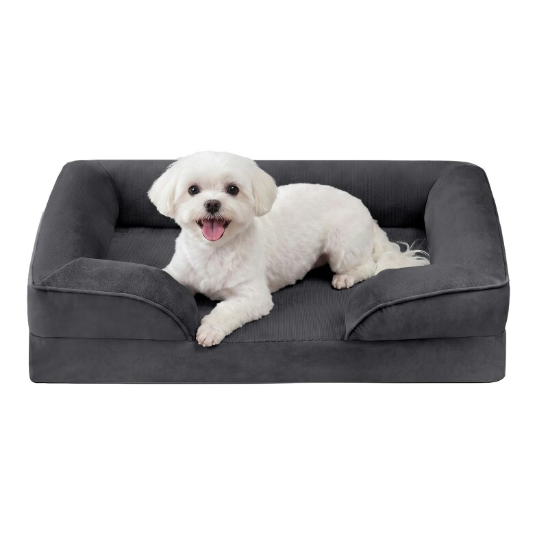 FEANDREA Orthopädisches Hundebett M-XXXL, abnehmbarer Bezug, erhöhte Ränder, rutschfest