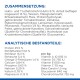 Zutatenliste für Haustierfutter auf Deutsch, die Zusammensetzung, analytische Komponenten und Nährwerte einschließlich Protein, Vitamine und Mineralien detailliert.