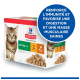 Boîte de nourriture pour chaton Hill's Science Plan Sélection Volaille avec un chat tigré, avec un texte mettant en avant le soutien immunitaire et une digestion saine.