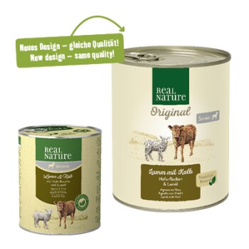 REAL NATURE Original Nassfutter für Hunde Senior Lamm und Kalb 6x800 g