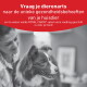 Dierenarts met Border Collie (zwart-wit); rode bannertekst 'Vraag je dierenarts' en 'ROYAL CANIN'.