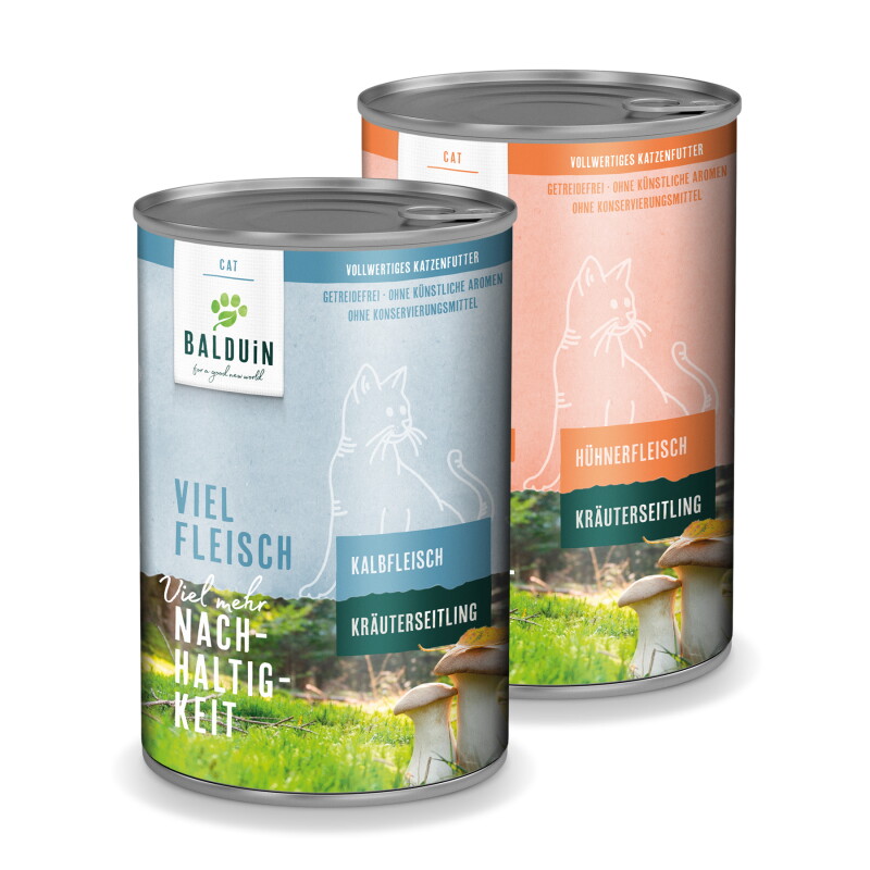 BALDUiN Katze Mix- Paket 3 Kalb & Huhn 12x400g