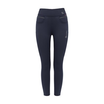 Marineblaue Leggings mit hohem Bund, mit zwei Fronttaschen und subtilen Logodetails an der Seite.