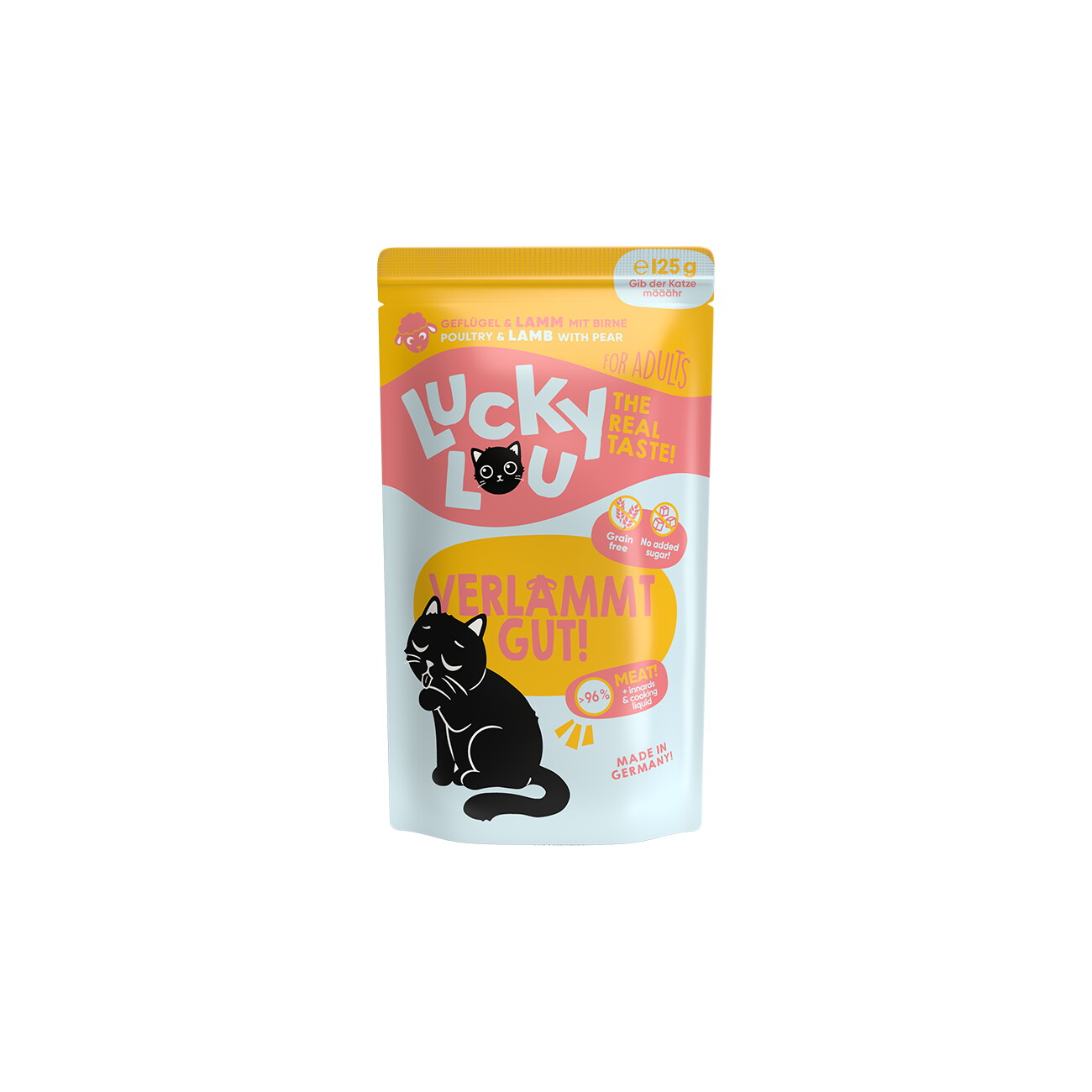 Lucky Lou Nassfutter Katze Adult Geflügel und Lamm 32x125 g