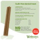 Brown ridged dog dental chew with text "Guilt-free dental treat", "NO Added", "Low in Calories" badge and Whimzees logo.