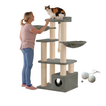 ® XXL Katzenbaum Enya, mit Gratis-Spielball, grau