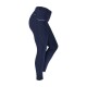 Marineblaue Reitleggings mit hohem Bund, mit reflektierenden Details und einem strukturierten Griff an der Innenseite des Oberschenkels.