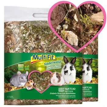 Un sac de literie MultiFit Nadelwald pour petits animaux, avec une découpe en forme de cœur mettant en avant des matériaux naturels et le texte "100% NATUR".