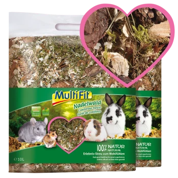 Un sac de literie MultiFit Nadelwald pour petits animaux, avec une découpe en forme de cœur mettant en avant des matériaux naturels et le texte "100% NATUR".