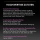 Nährwertangaben für Haustierfutter, die Zutaten wie Huhn, Weizen und Reis detailliert auflisten, mit Prozentangaben für Protein- und Fettgehalt.