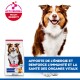 Sac de nourriture pour chiens Hill's Science Plan Mature Adult 7+ avec un chien brun et blanc, texte en français sur l'énergie et le soutien immunitaire.
