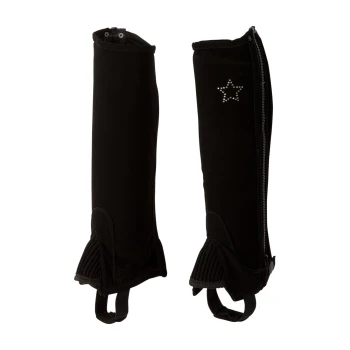 Schwarze Beinschützer für Haustiere mit einem Reißverschluss und Sternenverzierung, entworfen für Komfort und Stil.