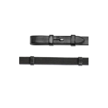 Schwarzes Lederhalsband für Hunde mit einem eleganten Design, mit einer Schnalle und einem verstellbaren Riemen, auf einem weißen Hintergrund präsentiert.
