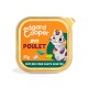 Pâté pour chat Edgard Cooper BIO Poulet dans un contenant de 85g, avec une illustration de chat ludique et un emballage orange vif.