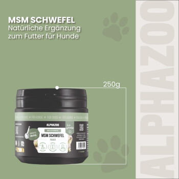 MSM Schwefelpulver für Hunde und Katzen in umweltfreundlicher Verpackung, fördert die Gelenkgesundheit und Bewegung, 99,94% Reinheit, geeignet für alle Rassen und Altersgruppen.