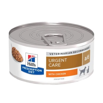Hill's Prescription Diet a/d Urgent Care Dosenfutter für Hunde und Katzen mit Huhn, vom Tierarzt empfohlen, mit einem Aufreißdeckel.