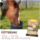 Supravit WiesenGlück Logo mit Silhouette eines galoppierenden Pferdes und Text „Pferdefutter & Pflegeprodukte“ auf weißem Hintergrund.