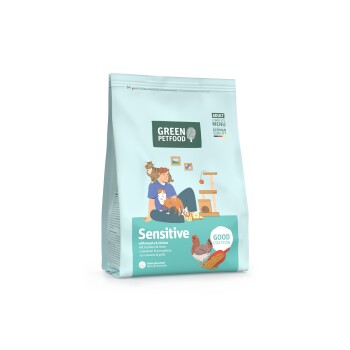 Grünes Petfood Sensitive Katzenfutter für erwachsene Katzen mit Insekten und Huhn, gute Verdauung, deutsche Qualität, vollständiges Menü.