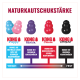 Diagramm 'NATURKAUTSCHUKSTÄRKE': KONG Puppy, Senior, Classic, Extreme Spielzeuge, Härteskala 'weich'→'fest' und deutsche Verwendungsangaben.