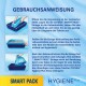 Instructions pour utiliser le CAT SAN™ SMART PACK™ pour les bacs à litière pour chats, avec des illustrations étape par étape et du texte en allemand.