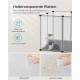 Halbtransparente Platten für Haustierkäfig mit zwei Kaninchen. Text: "Deutliche Sicht auf Ihre Haustiere. Leicht zu reinigen."