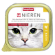 Beaphar-Haustierfutterverpackung mit einem gelb-weißen Design und einem Hühnersymbol, beschriftet mit 'Huhn'.