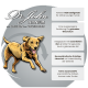 Illustration eines laufenden Hundes mit Text zu den Vorteilen: Gelenkunterstützung, ausgewogene Ernährung, Nährstoffe für aktive Hunde, gesunde Haut, keine künstlichen Zusatzstoffe.